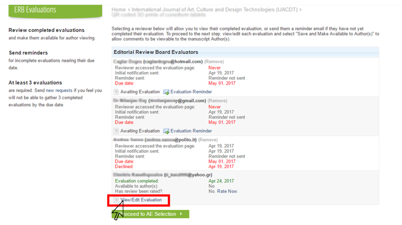 ERB Evaluations Page